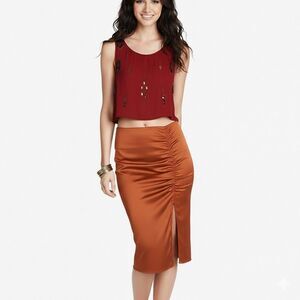 Abercrombie & Fitch Satin Midaxi Skirt Rust Brown Paprika Size M